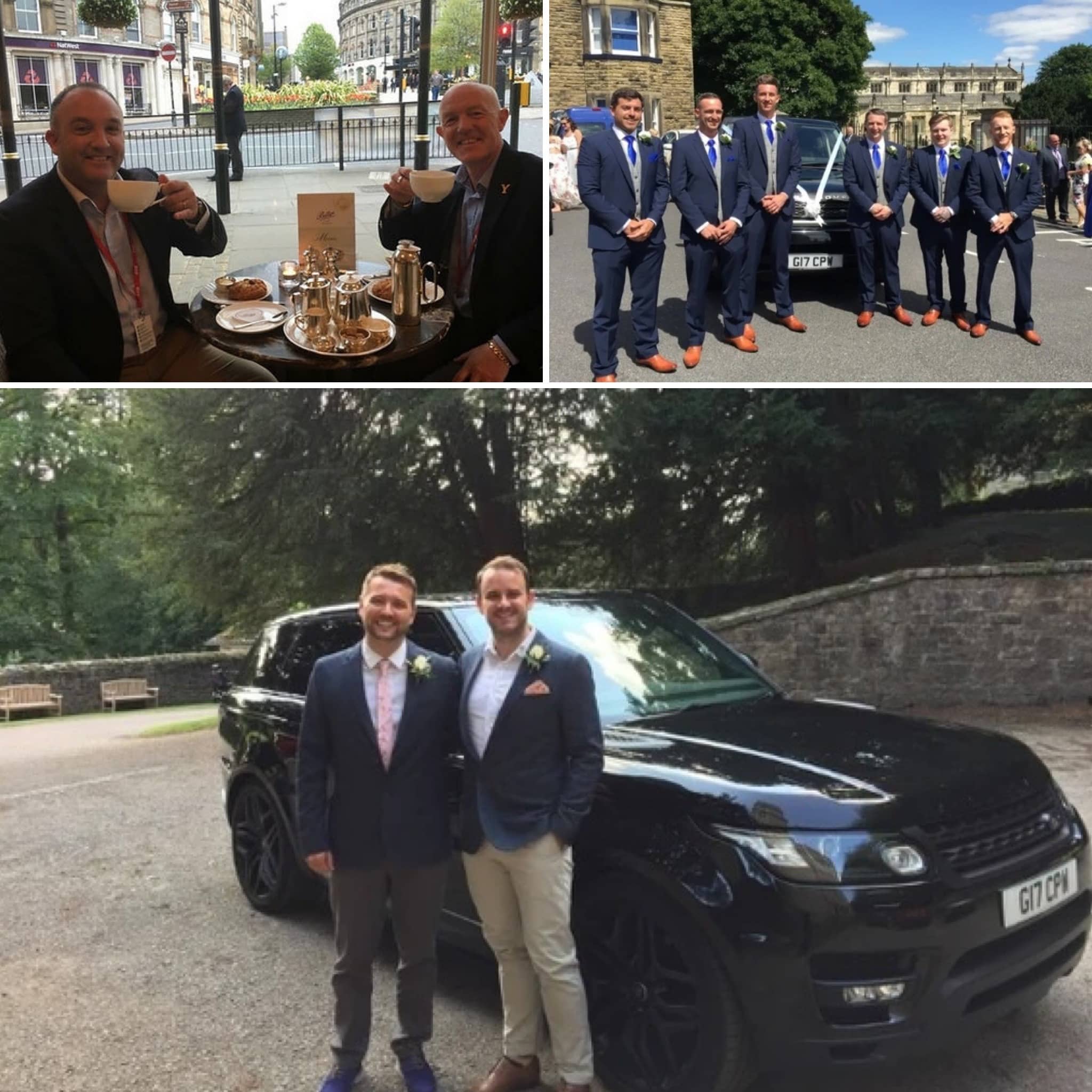 Coling with Gary Verity at Bettys and the grooms men